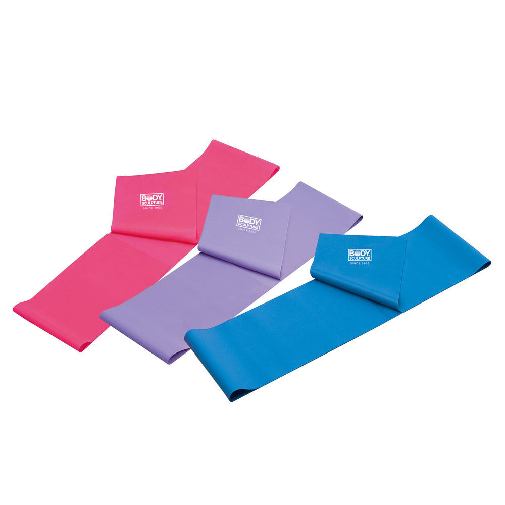 Body Sculpture Power Resistance Bands 3 Pack 120 x 15cm Home Gym Strength