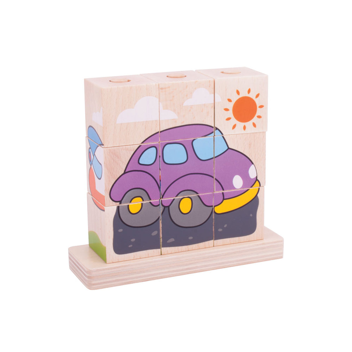 Bigjigs Toys Stacking Blocks Puzzle Transport Kids Wooden Sensory Toy 12m+ (10 Pieces) — image 2