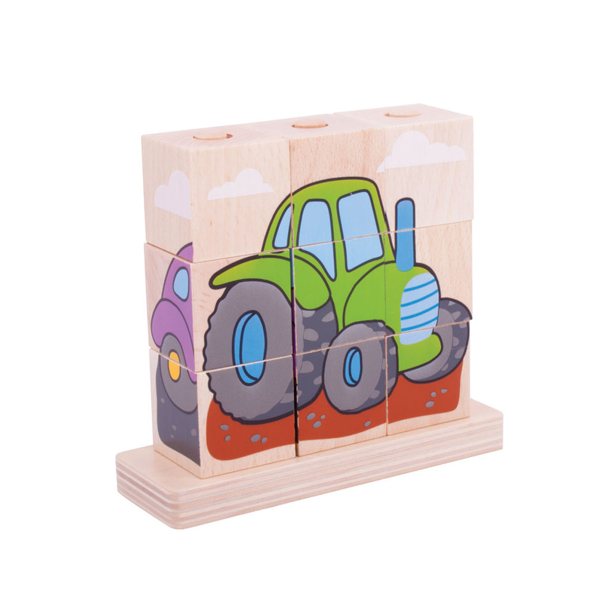 Bigjigs Toys Stacking Blocks Puzzle Transport Kids Wooden Sensory Toy 12m+ (10 Pieces) — image 4