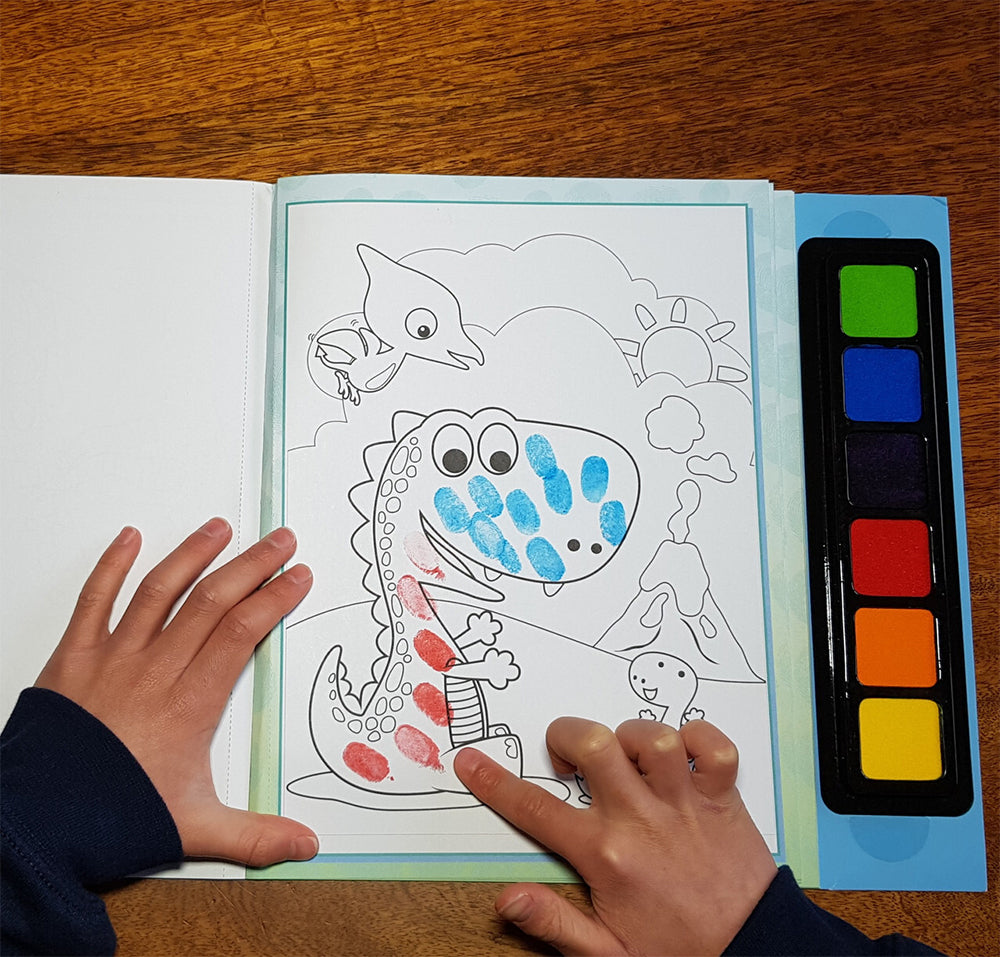 Buddy & Barney 16-Page Finger Print Buddies Colouring Book Dinosaur Kids 3y+ — image 2