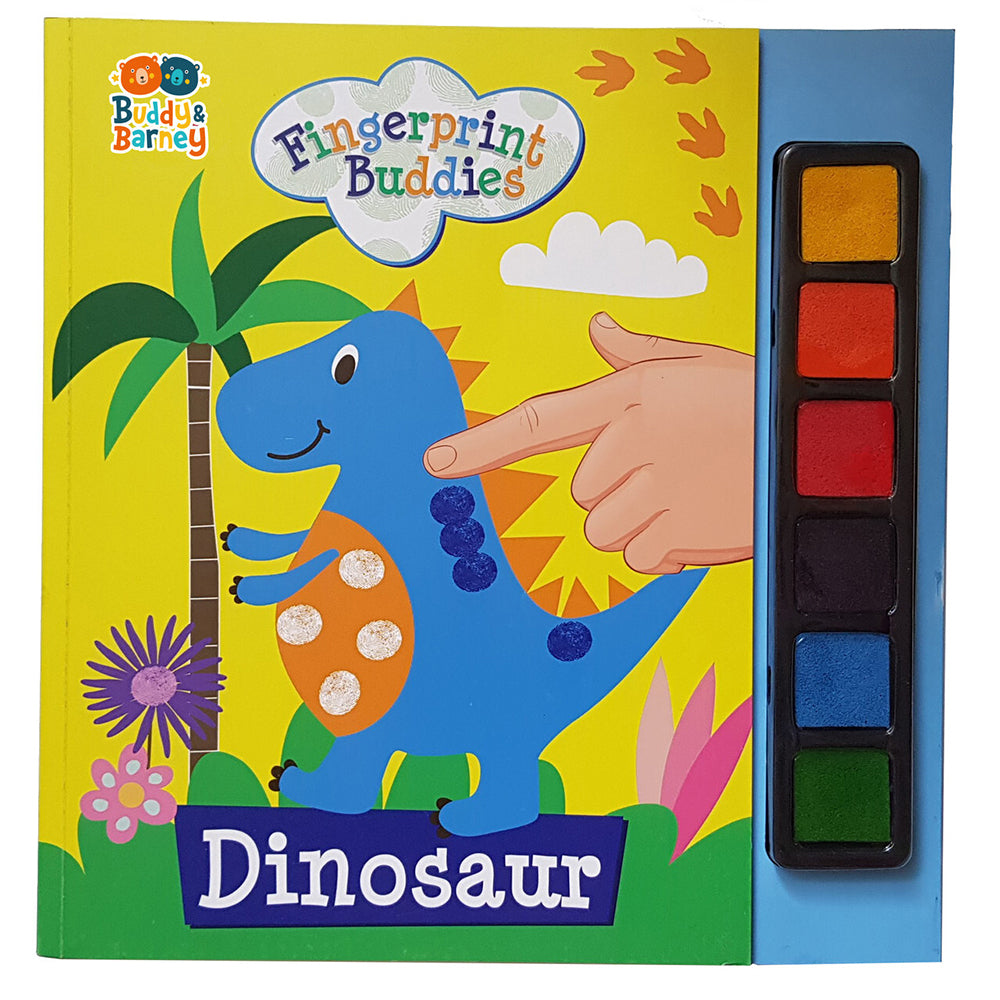 Buddy & Barney 16-Page Finger Print Buddies Colouring Book Dinosaur Kids 3y+