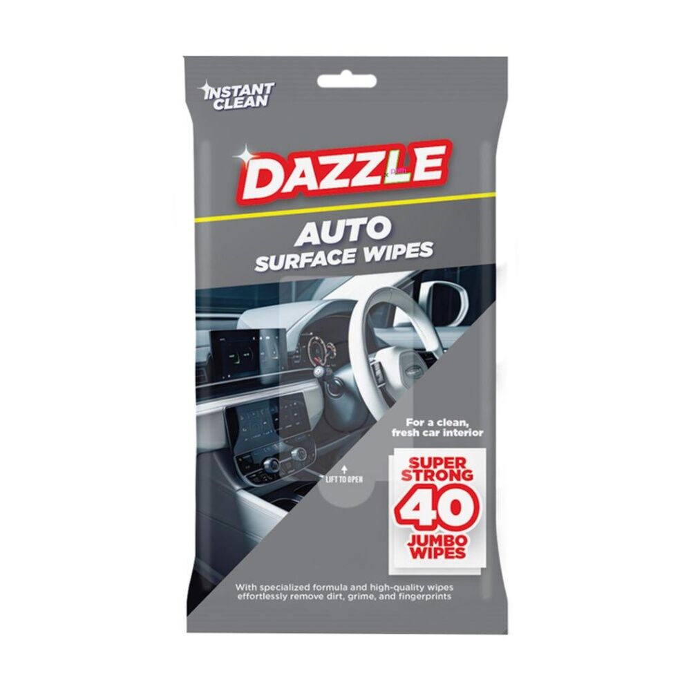 Dazzle 40pc Dazzle Antibacterial Auto Surface Super Strong Jumbo Cleaning Wipes (12 Pack) — image 2