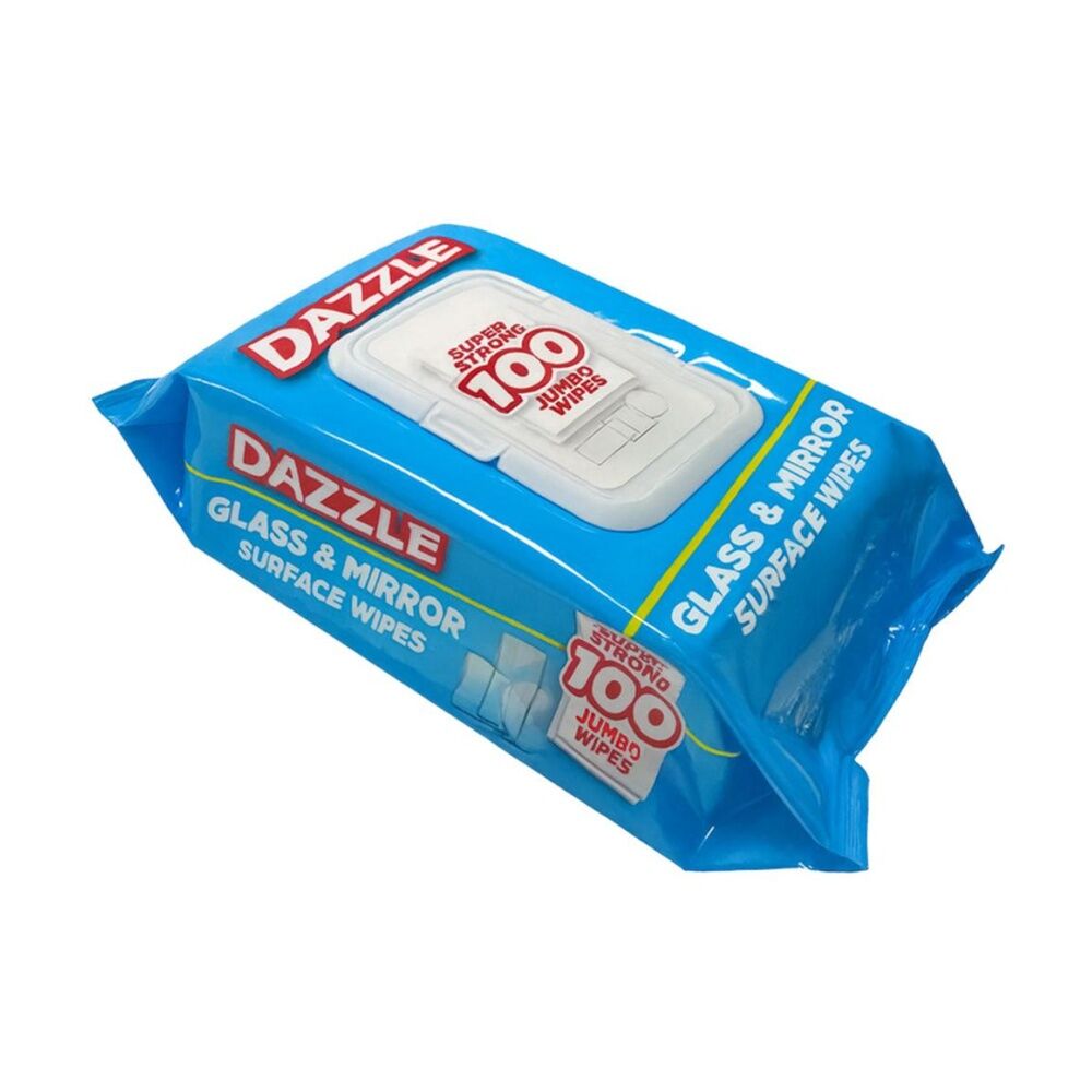 Dazzle Antibacterial Glass & Mirror Super Strong Jumbo Cleaning Wipes (100 Pieces)