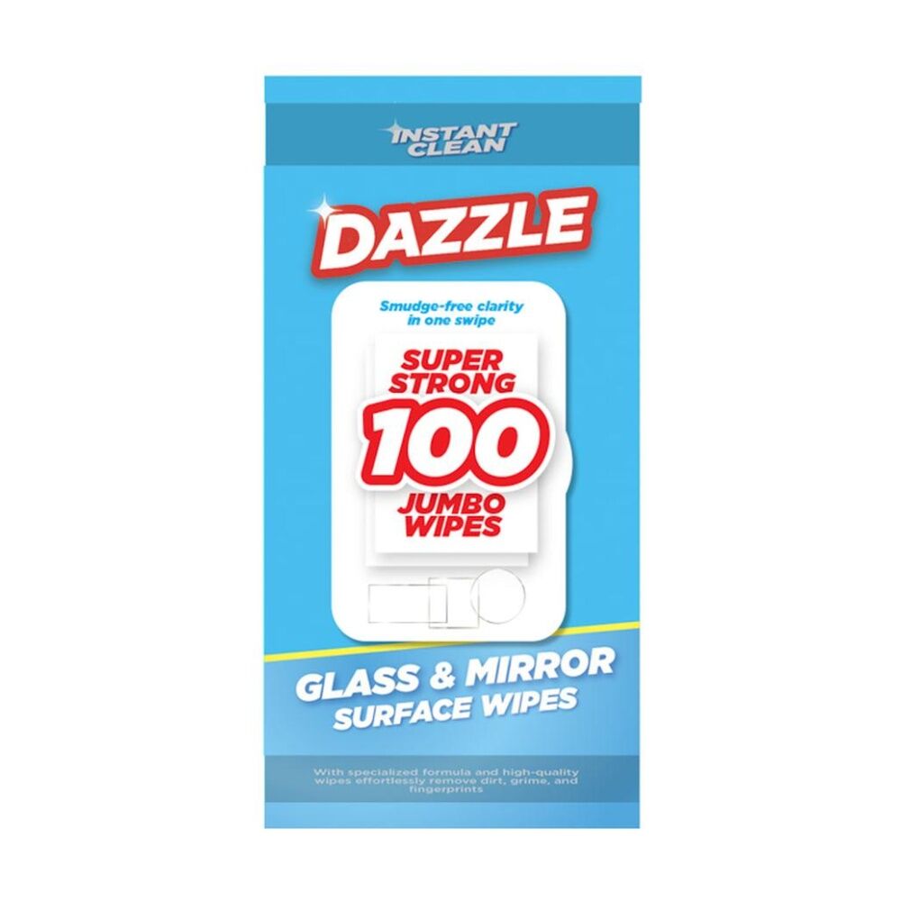 Dazzle Antibacterial Glass & Mirror Super Strong Jumbo Cleaning Wipes (100 Pieces) — image 2