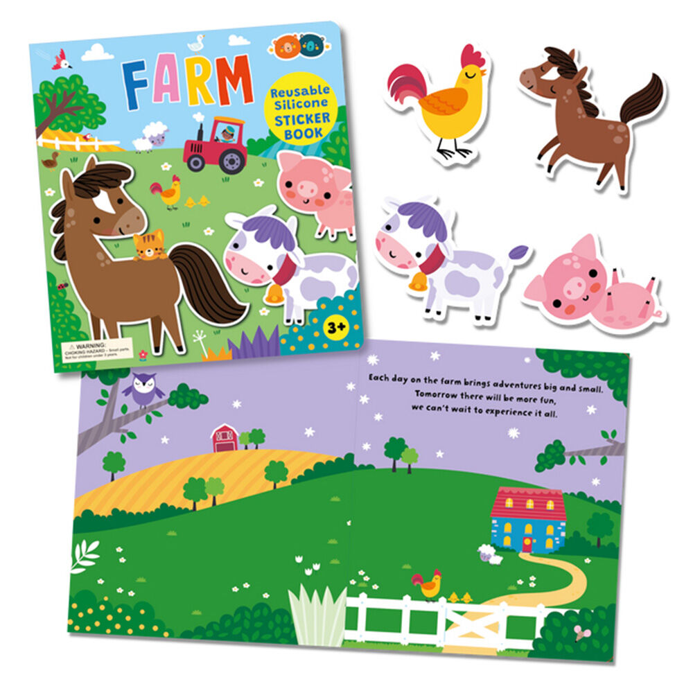 Buddy & Barney Kids/Children's Reusable Silicone Sticker Book Farm 3y+ — image 2