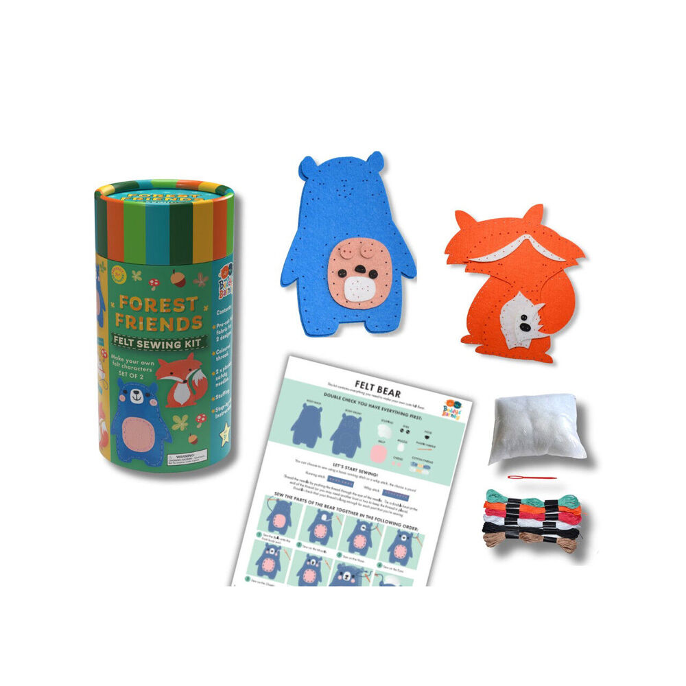 Buddy & Barney Set of 2 Felt Sewing Kids Craft Kit in Tube Forest Friends 3y+ — image 2