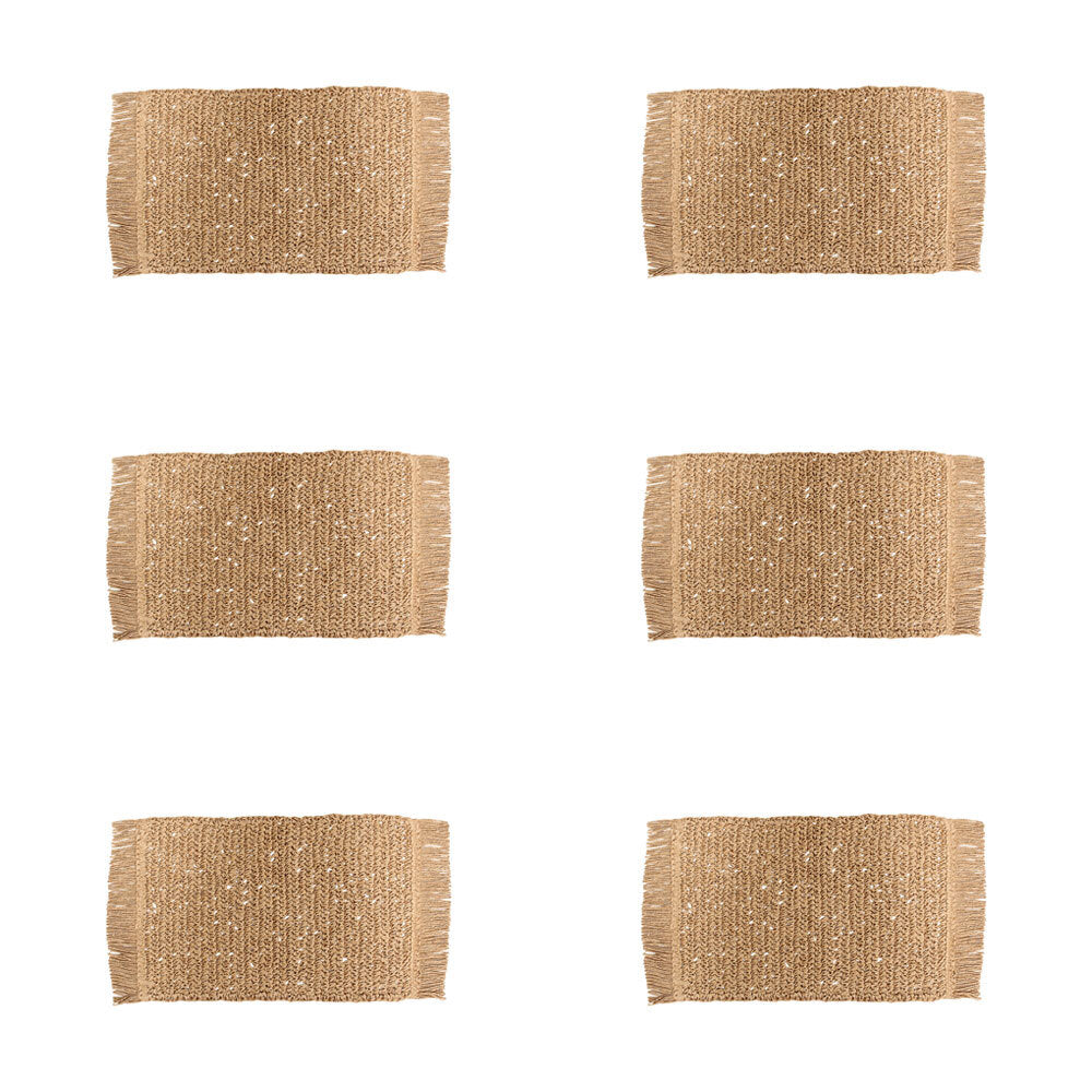 LVD Placemat Fringe Natural Decorative Home Kitchen Tabletop Decor 45x30cm (6 Pack)