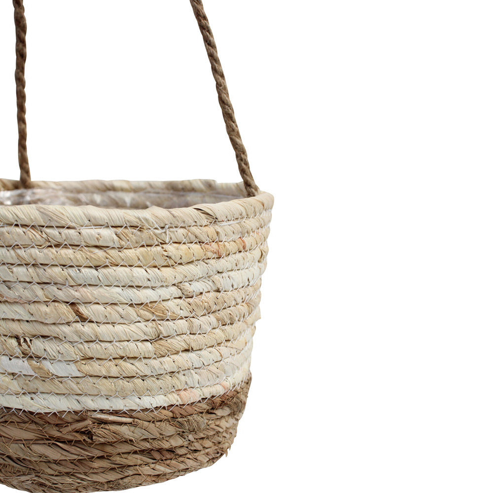 LVD Hanging Maize 23/18/16cm Basket Planter w/ Rope Set Home Decor Cream/Brown (3 Pack)