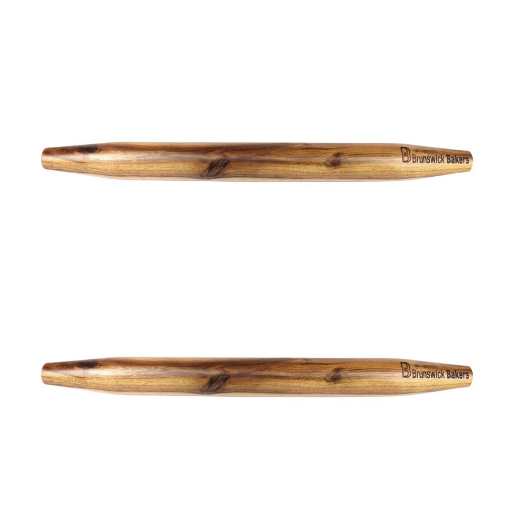 Brunswick Bakers Acacia Rolling Pin Pastry Baking Roller Bakeware 55x5cm (2 Pack)