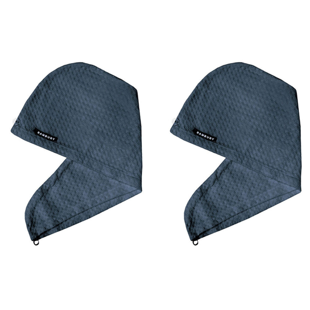 Bambury Matrix Microfibre Hair Wrap Absorbent Towel 65x25cm Denim (2 Pack)