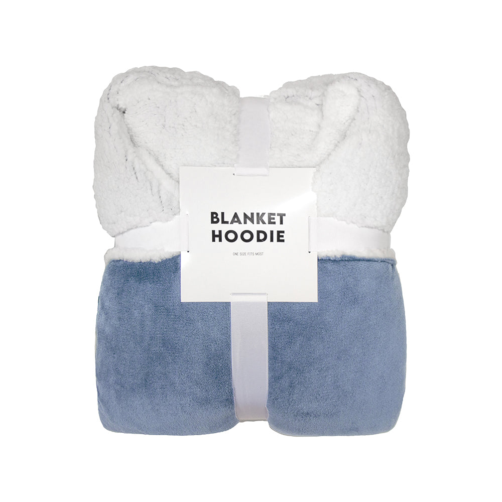 Bambury Hoodet Hooded Blanket Blue Soft Touch Knitted Home Decor Bedding