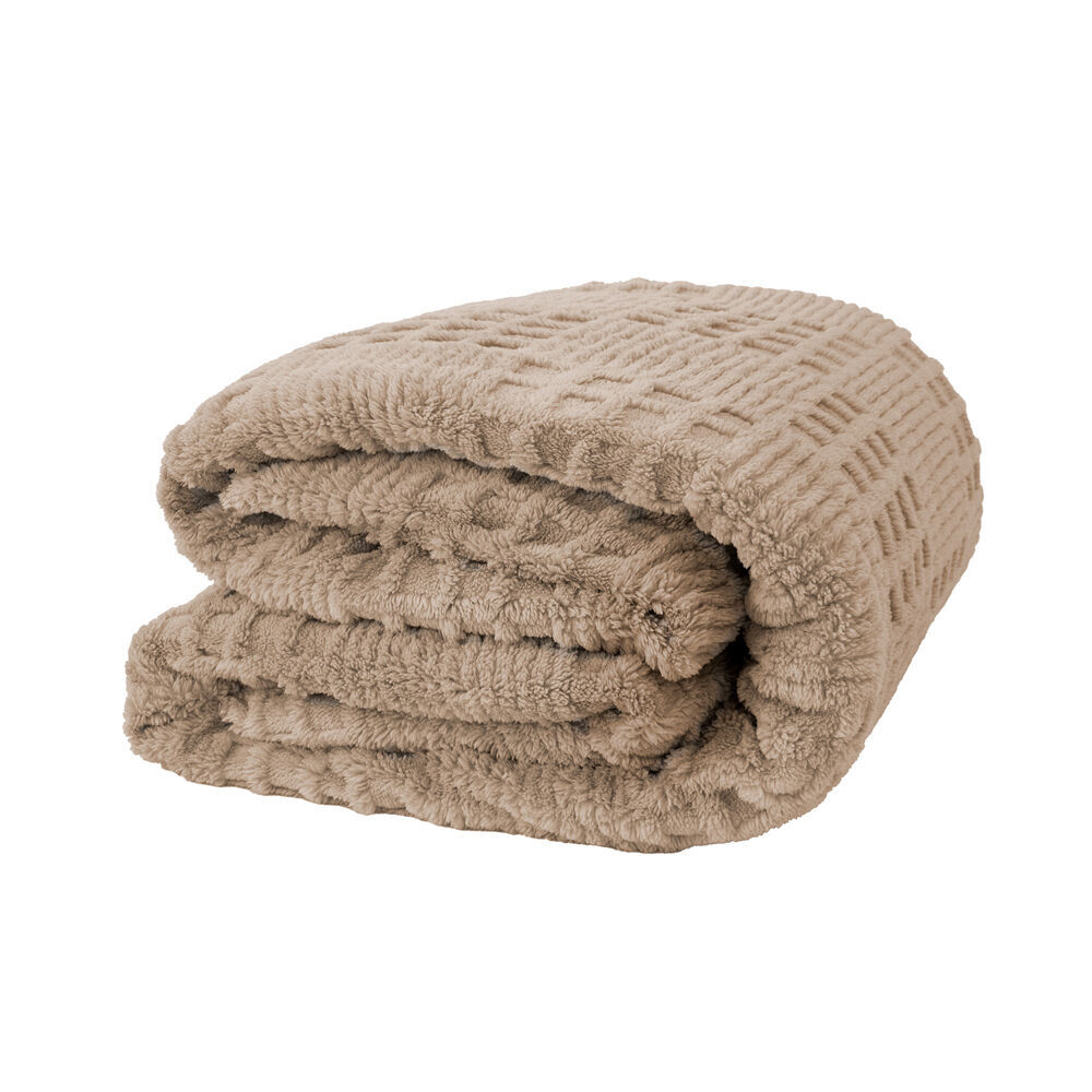 Bambury Lattice Sherpa Warm Blanket Soft Bed Throws Latte