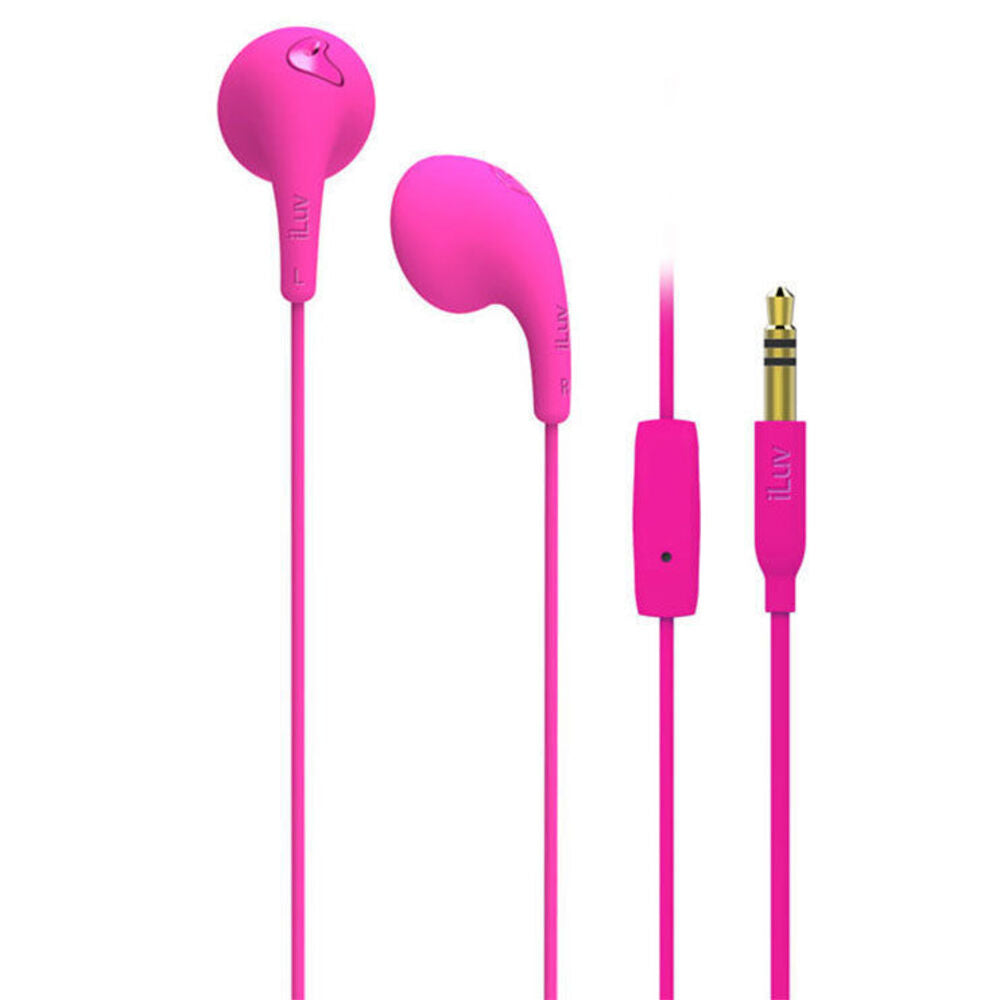 Iluv Pink Bubble Gum Talk Earphones Headset w Mic & Remote for mp3/Apple/Samsung
