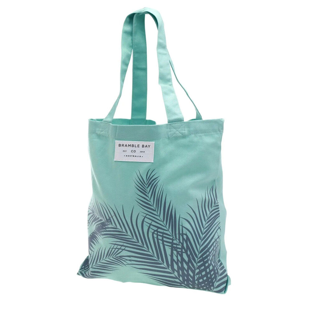 Bramble Bay Mint Morning Mist Fern Outline Cotton Everyday Tote Bag Stylish