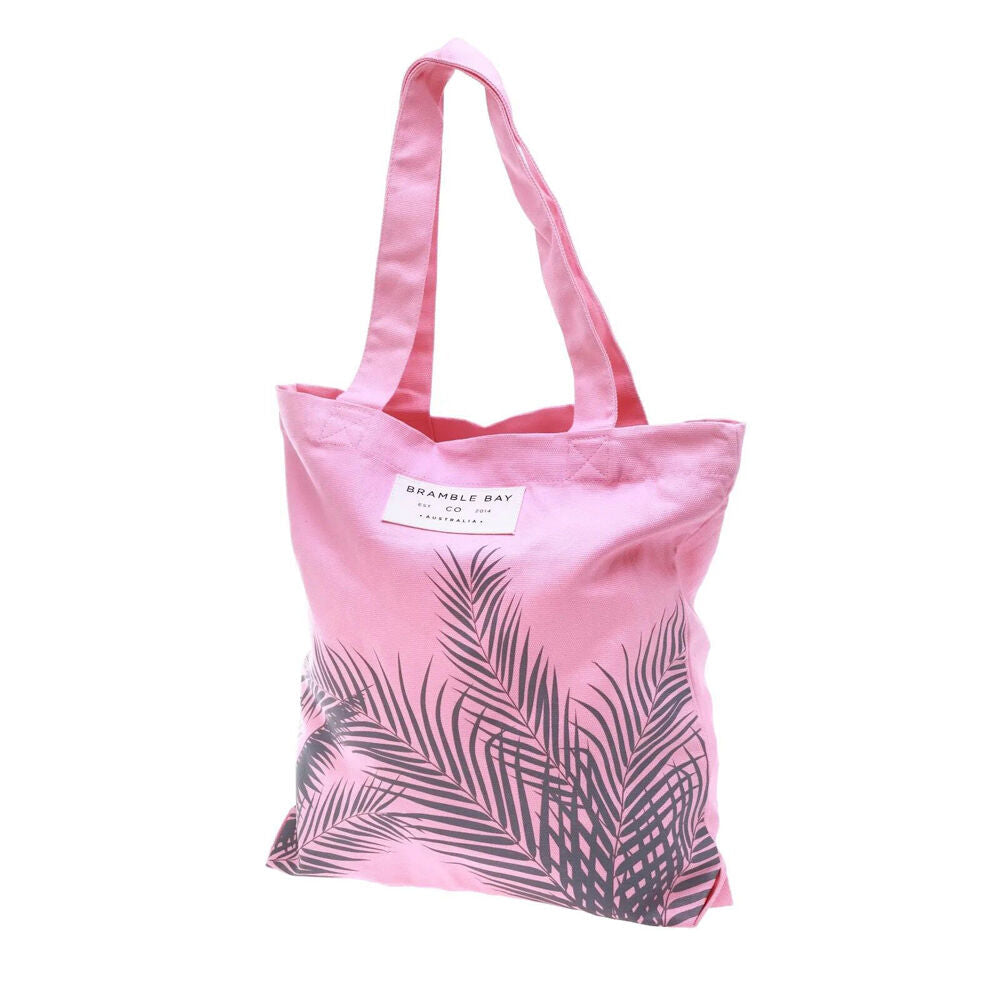 Bramble Bay Pink Twilight Sunset Fern Outline Cotton Everyday Tote Bag Stylish