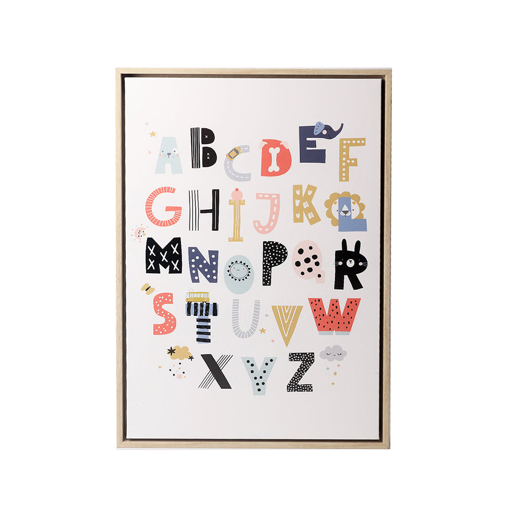 Splosh Baby Wooden 44x64cm Alphabet Framed Canvas Wall Hang Display Home Decor White