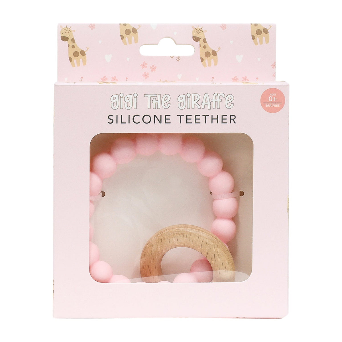 Splosh Baby/Infant Silicone/Wood Giraffe Teether Soft Teething Toy 12cm Pink 0+ — image 2