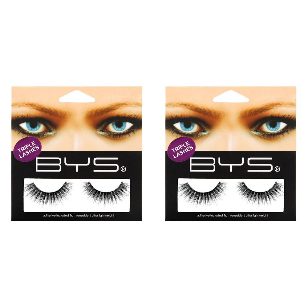 BYS Triple Luxe 1g Lash Synthetic Hair Fake/False Eyelashes Makeup (2 Pack)