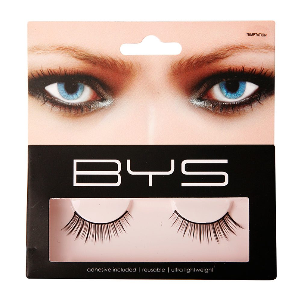 BYS Temptation Synthetic Fake/False Eyelashes Makeup Lightweight Natural Black — image 2