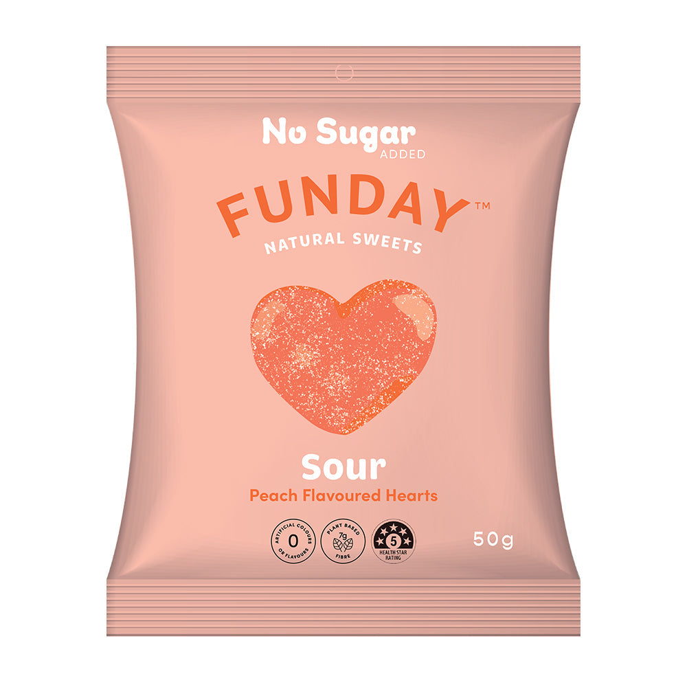 Funday Sour Peach Juicy Flavoured Gummy Lolly/Candy Soft Chews Snack 600g (12 Pack) — image 2
