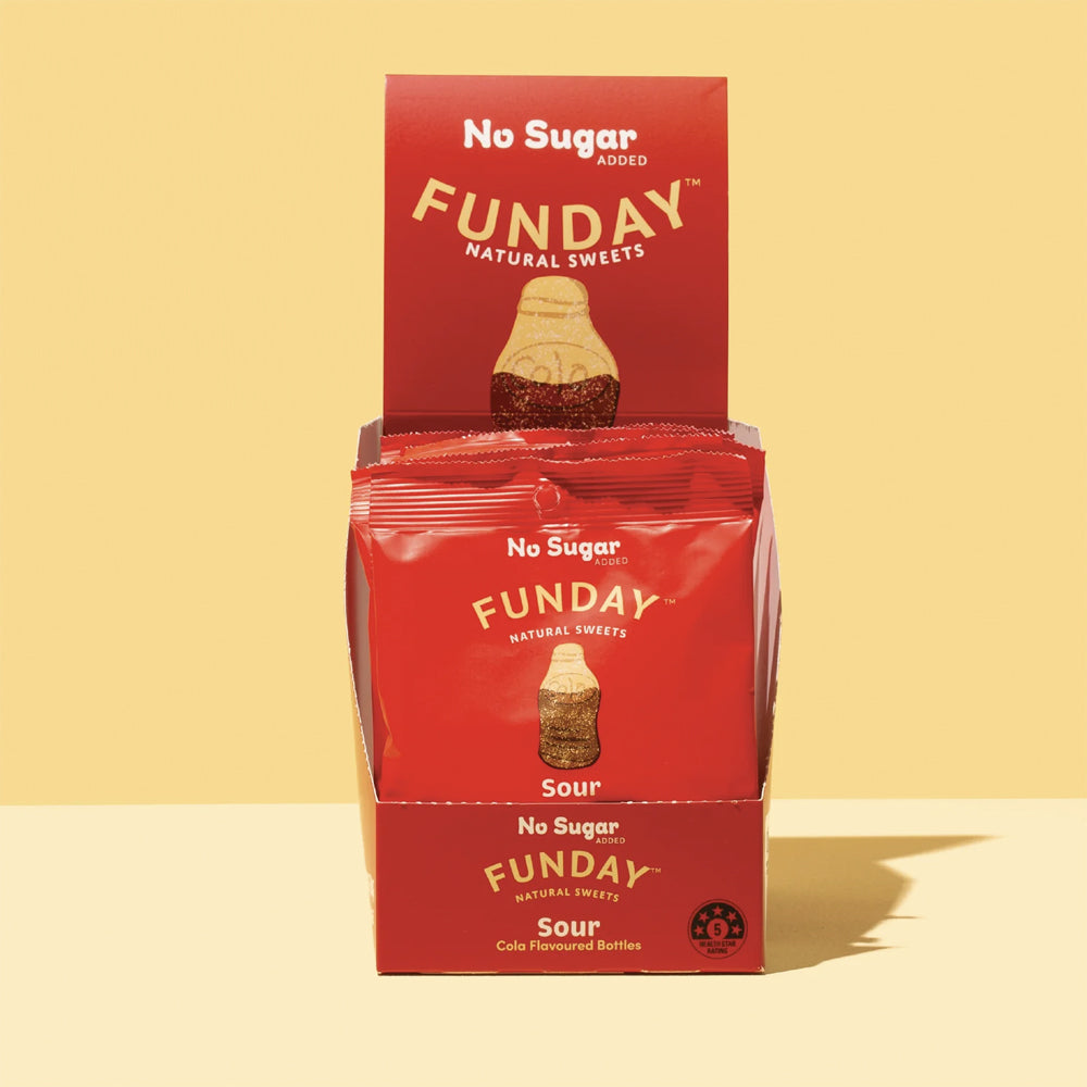 Funday Sour Cola Bottles Gummy Sweets Lollies No Added Sugar Snacks 600g (12 Pack) — image 2