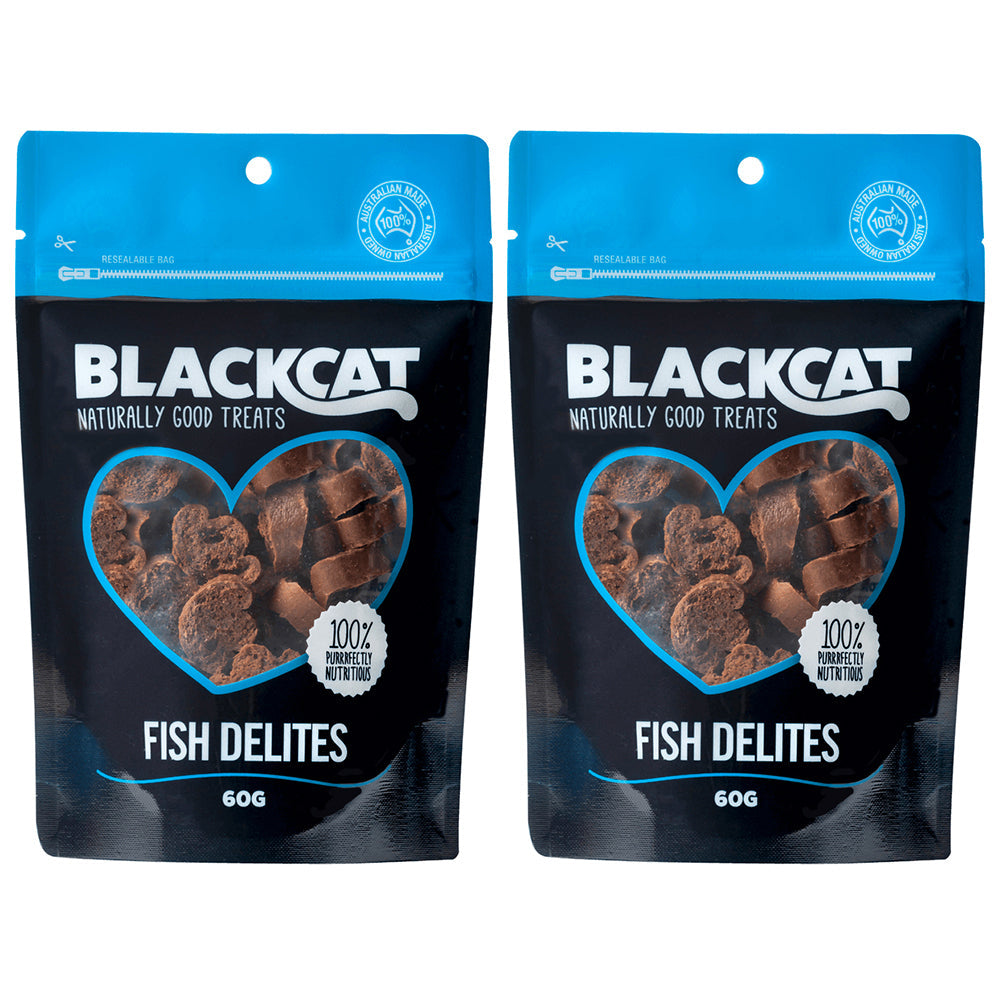 Blackcat Fish Delites 60g Cat/Pet Healthy Treats/Food/Meal/Snacks Reward Bag (2 Pack)