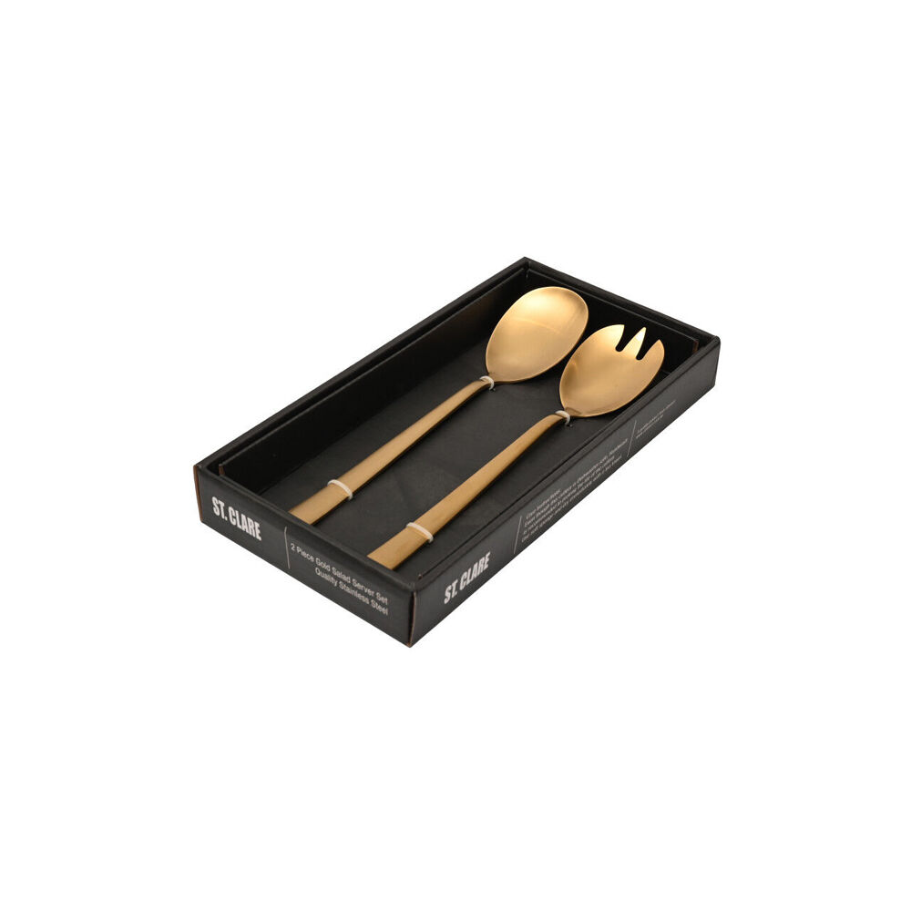 ST. Claire Nordic Salad Server Set Stainless Steel Utensils Serveware Gold (2 Pieces) — image 2