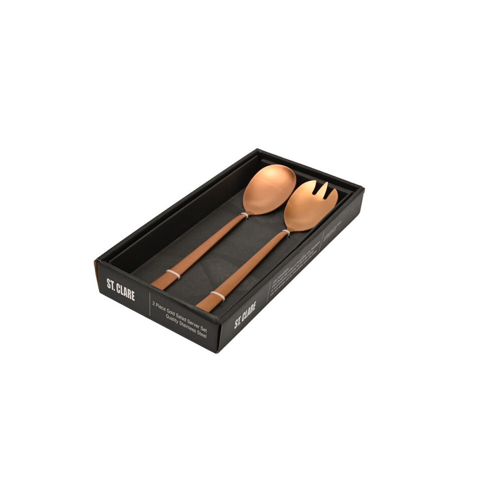 ST. Claire Nordic Salad Server Set Stainless Steel Serveware Rose Gold (2 Pieces)