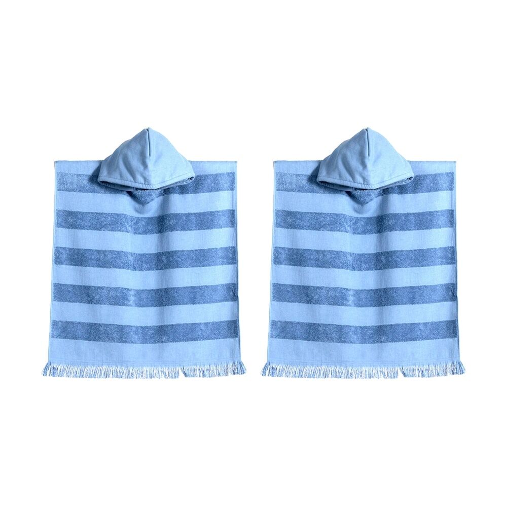 Canningvale Capresi Kids/Childrens Hooded Beach Towel Blue Stripe 3Y+ (2 Pack)