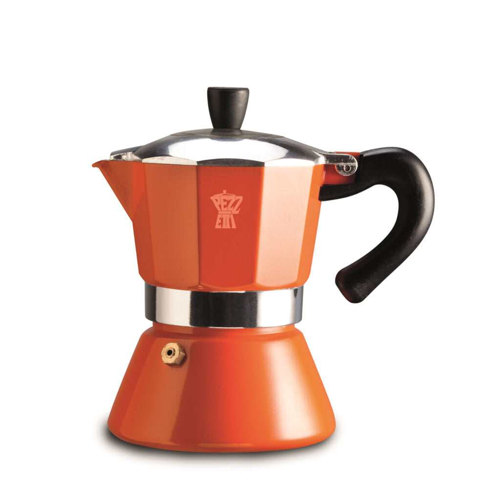 Pezzetti Bellexpress Aluminium 6-Cup Stovetop Induction Coffee Maker — Orange