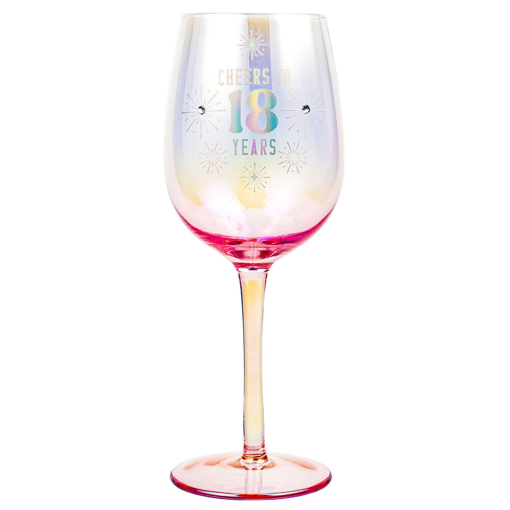 LMD 18th Holographic 430ml Stemmed Red Wine Glass Round Cup Party Drinkware (2 Pack) — image 2