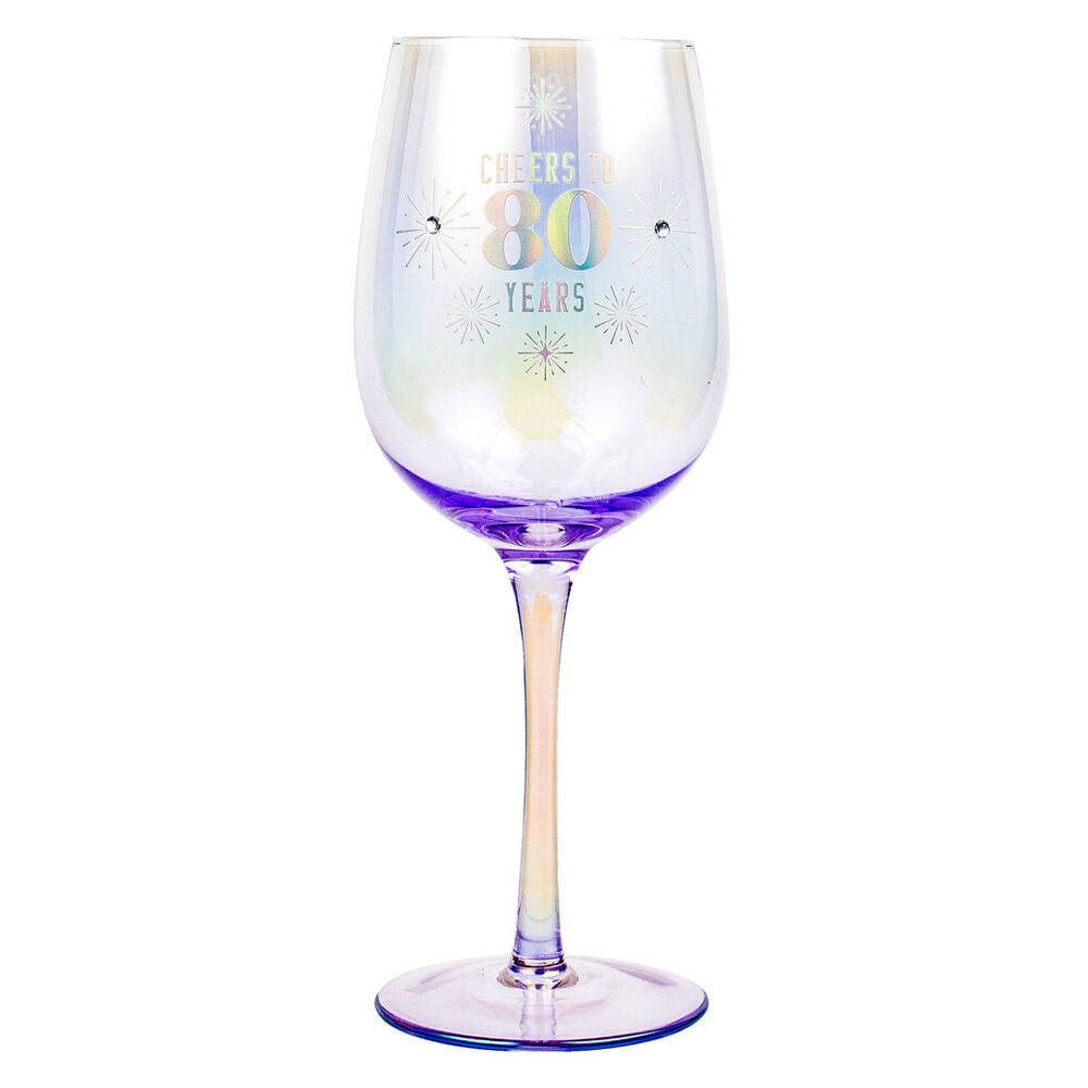 LMD 80th Holographic 430ml Stemmed Red Wine Glass Round Cup Party Drinkware (2 Pack) — image 2