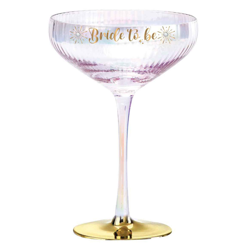 LMD Bride Holographic 300ml Stemmed Coupe Glass Cup Round Party Drinkware (2 Pack) — image 2