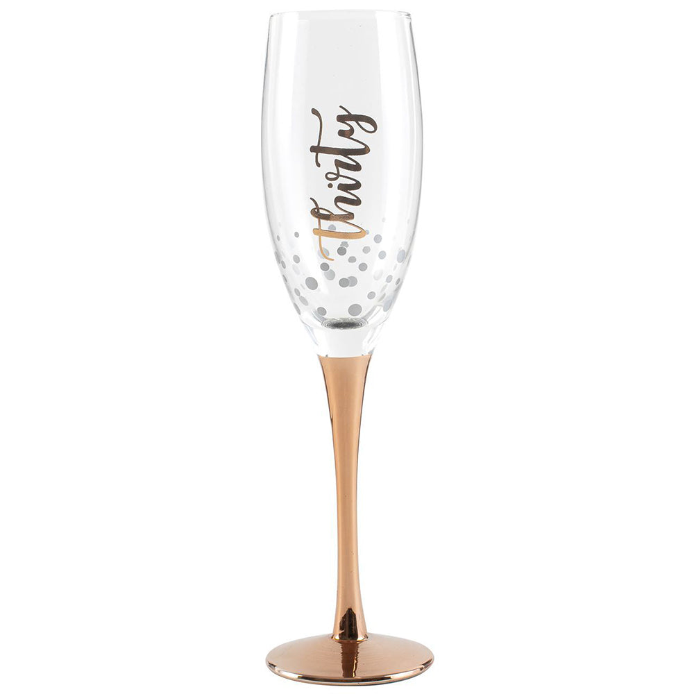 LMD Thirty Rose Gold Stem 300ml Champagne Drinking Glass 25cm Cup 30th Birthday