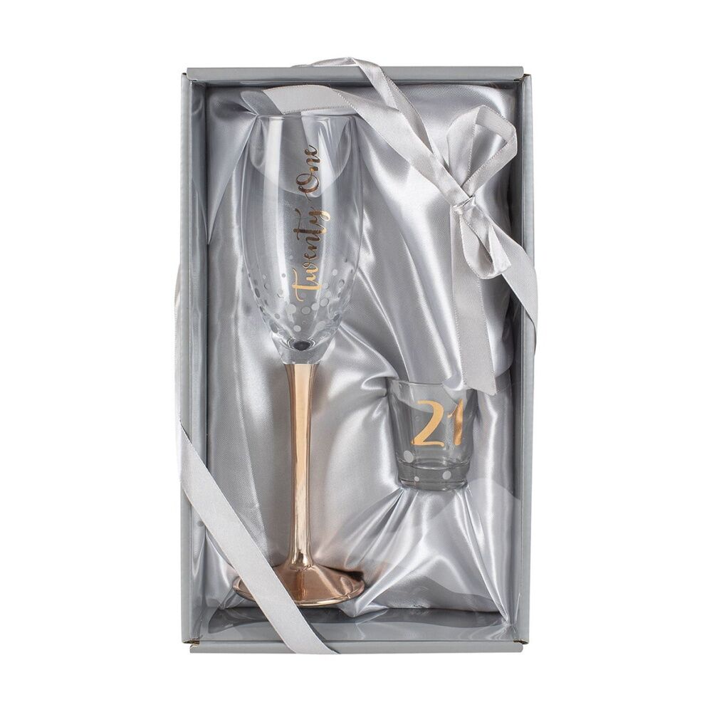 LMD Twenty One Rose Gold Champagne Shot Set Drinking Cup Gift Box Glass Set