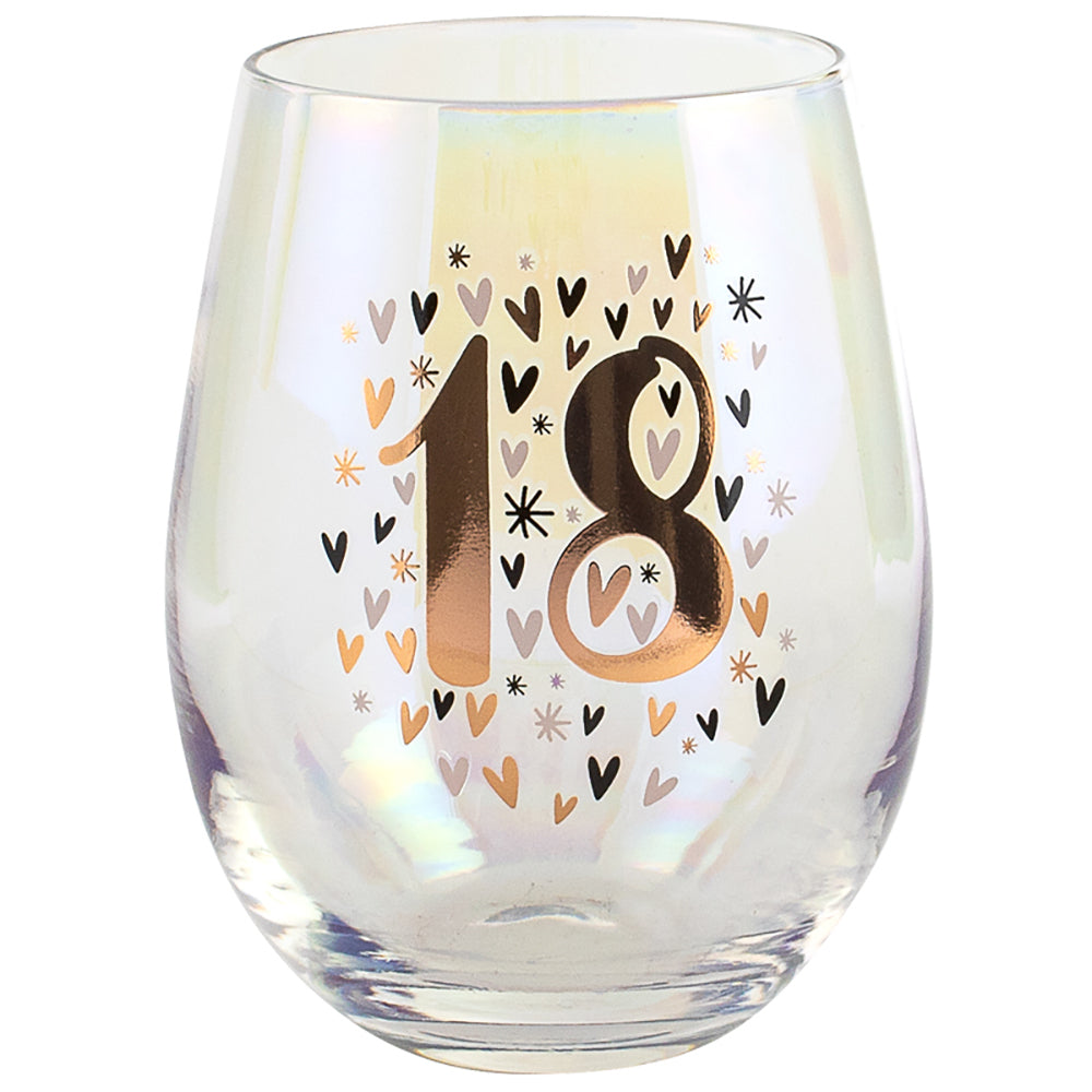 LMD Rainbow 18th Pastel/Gold Stemless Wine/Alcohol Glass 600ml Drinking Cup Tumbler