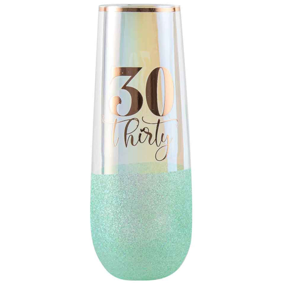 LMD Glitterati 30th Colour Stemless Champagne Flute Drinking Glass 16cm 180ml (2 Pack) — image 2