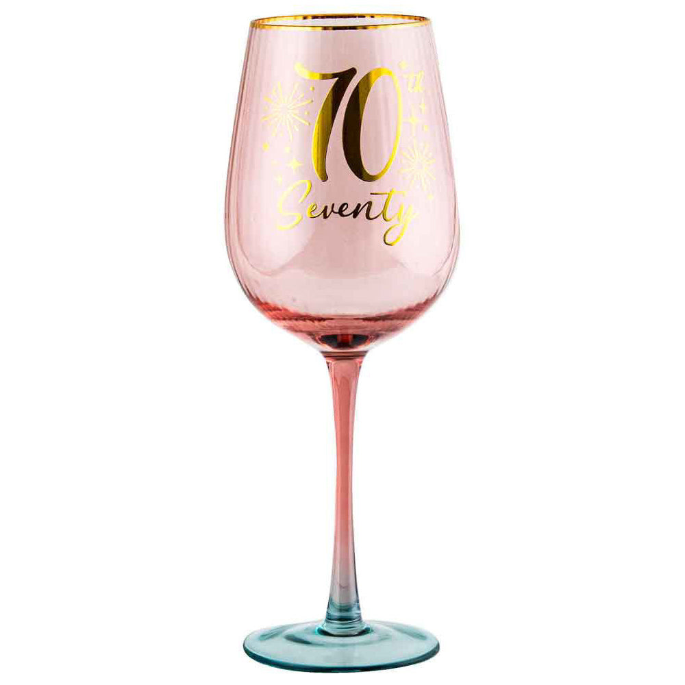 LMD 70th Birthday 400ml Fluted Red Wine/Cocktail Glass Stemmed Drinkware Pink (2 Pack) — image 2