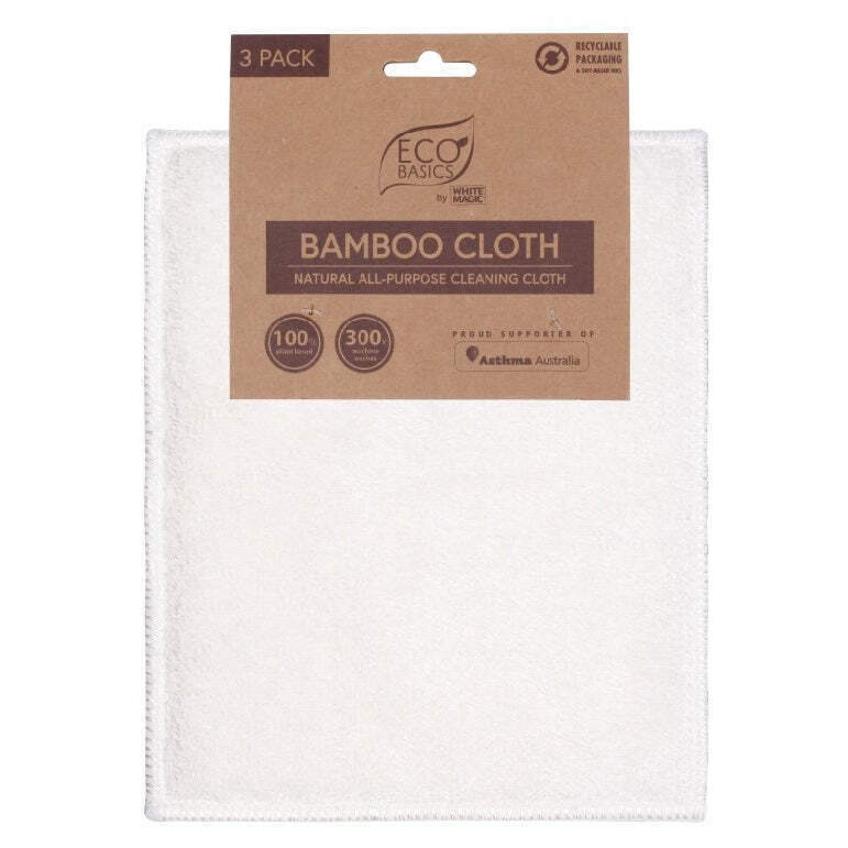 Eco Basics Plant-Based Natural Bamboo Fibre All-Purpose Cleaning Cloth WH (6 Pack) — image 2