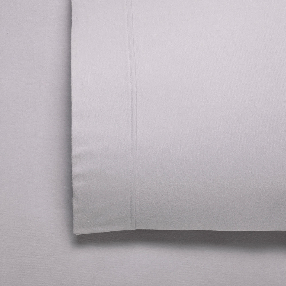 Bianca Fletcher 170gsm Cotton Flannelette Sheet/Pillowcase Stone King Bed