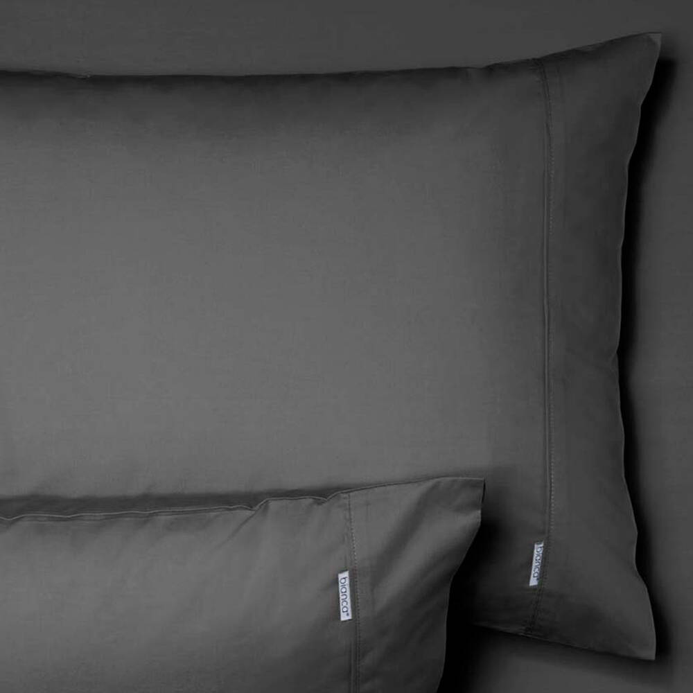 Bianca Heston 300TC Percale Cotton Sheet/Pillowcase Combo Charcoal King Bed — image 2