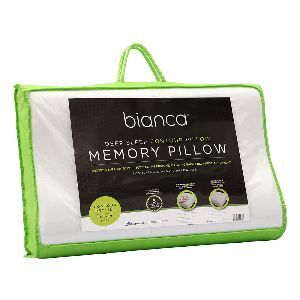 Bianca Deep Sleep Memory Foam Pillow Contoured 58x38cm Sleeping Cushion White — image 2