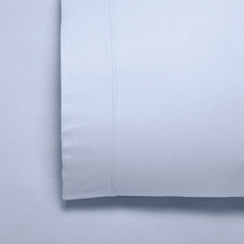 Bianca Fletcher Cotton Flannelette Sheet/Pillowcase Steel Blue Queen Bed
