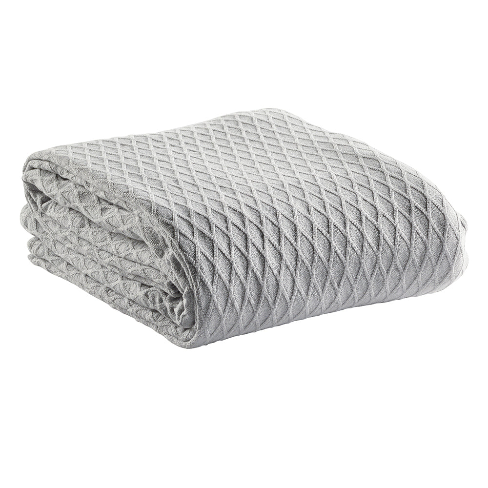 Bianca Gosford Blanket 100% Cotton Soft Sofa/Home Bedding Silver Queen/King Bed