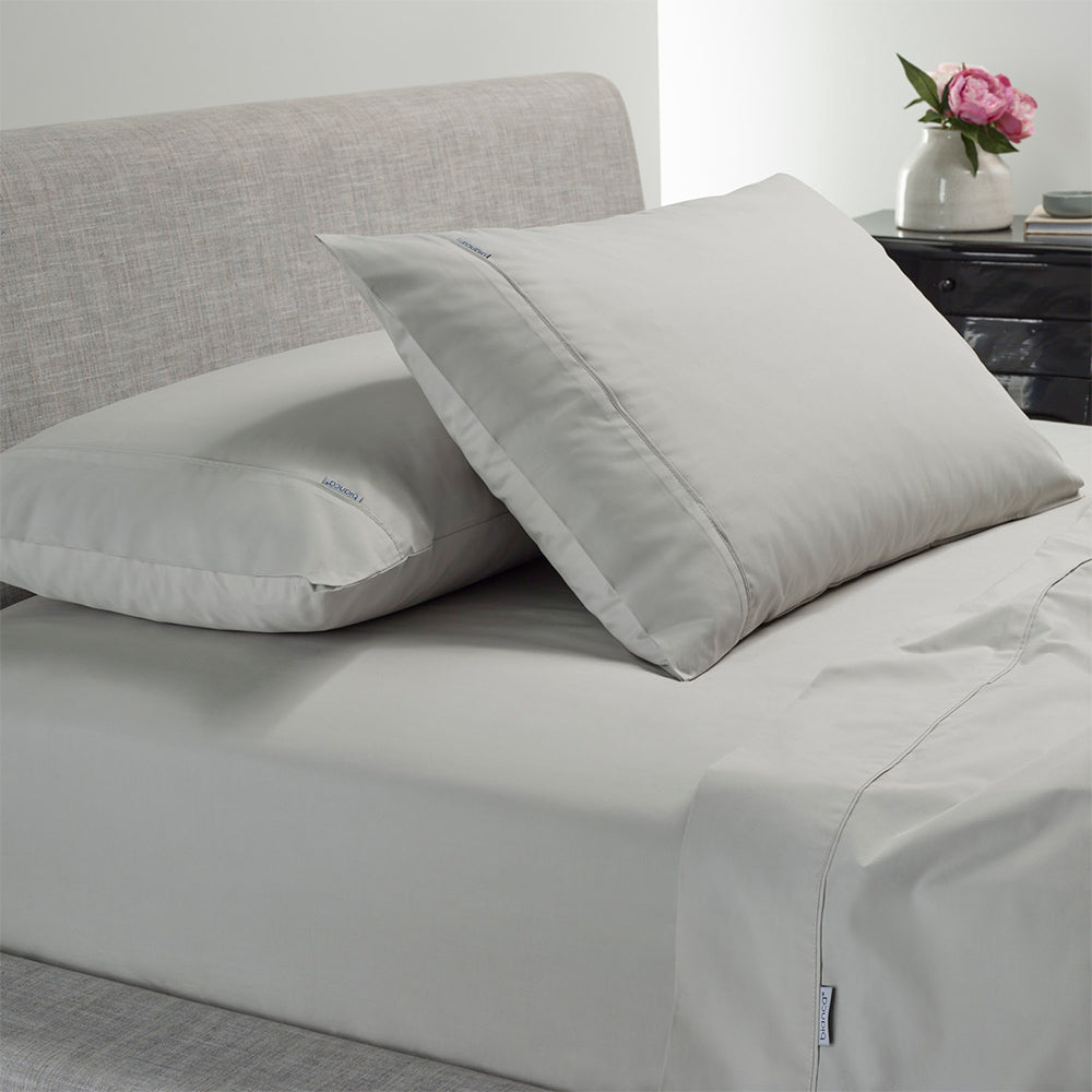 Bianca Heston 300TC Cotton Flat/Fitted Sheet/Pillowcase Silver Split King Bed