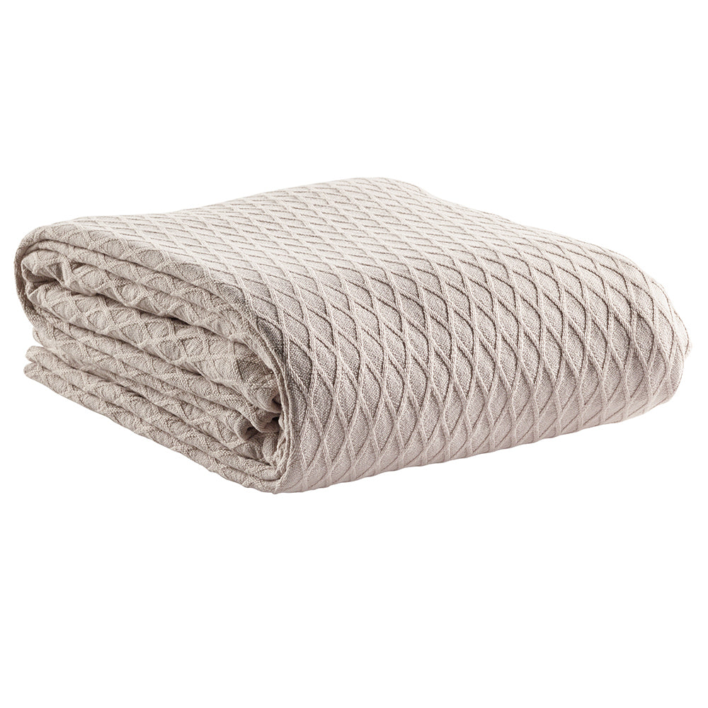 Bianca Gosford Blanket 100% Cotton Soft Sofa/Home Bedding Stone Super King Bed