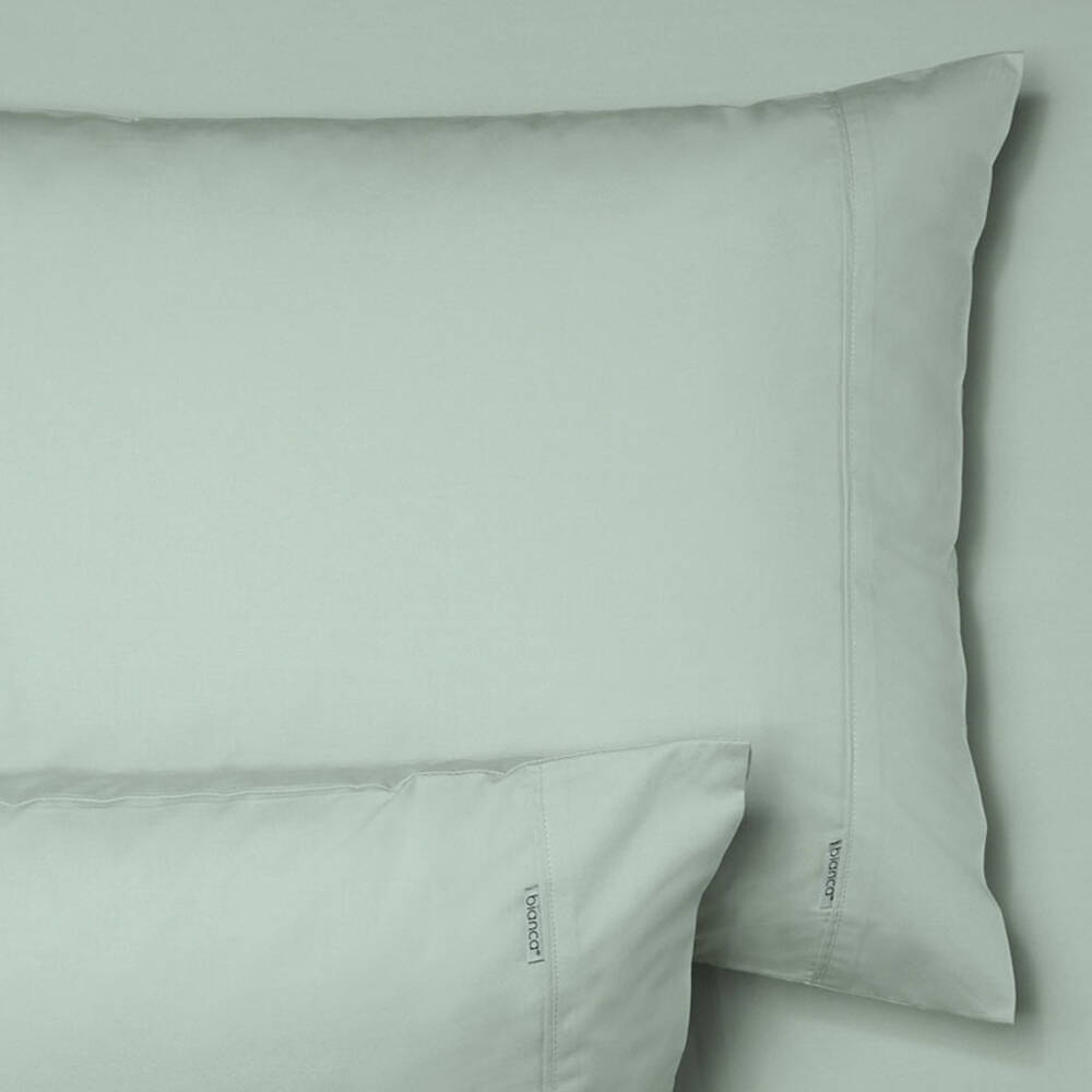 Bianca Heston 300TC Percale Cotton Sheet/Pillowcase Combo Sage Super King Bed — image 2