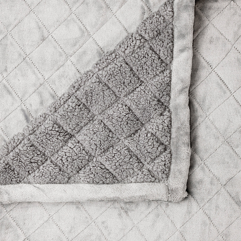 Bianca Mansfield Sherpa Blanket 480gsm Home Bedding Aluminium Single/Double Bed — image 2