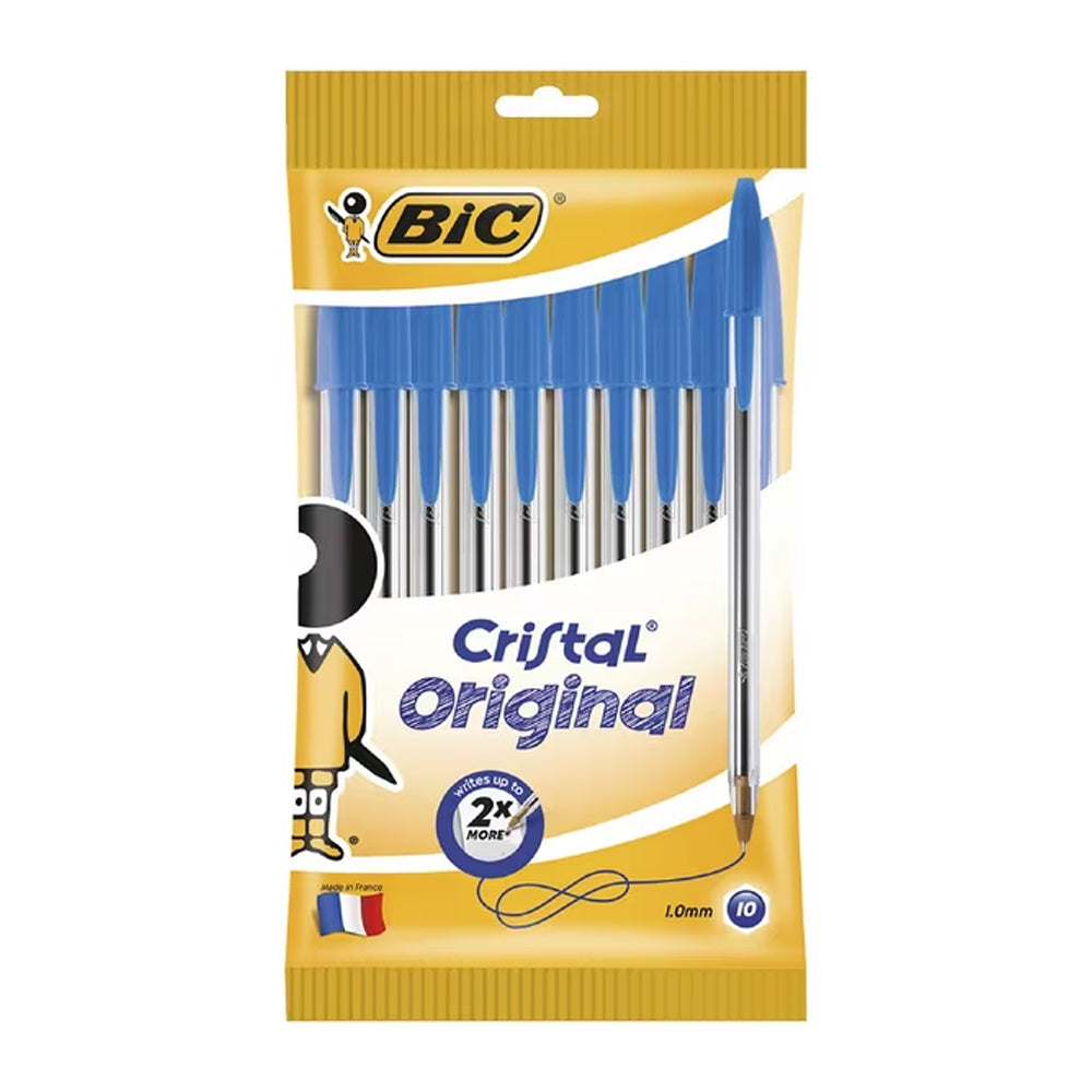 Bic Cristal Original Ballpoint Pen Office Writing Ballpen 1.0mm Nib Blue (10 Pieces)