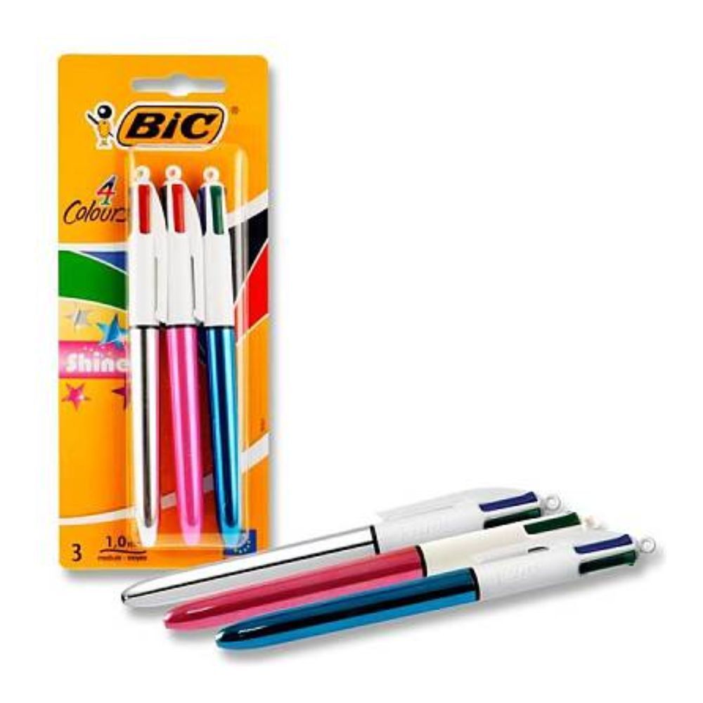 Bic 4-Colour Shine Metallic Pen Set 1.0mm Stationery Writing/Drawing Ballpen (3 Pieces) — image 3